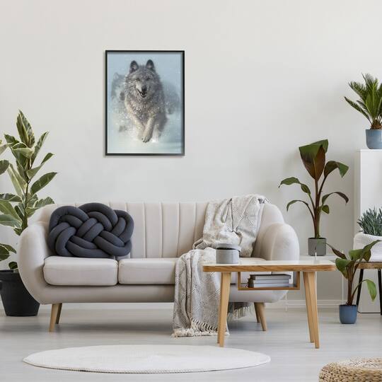 Stupell Industries Wolves Running Through Snow Siberian Wild Winter Animals Framed Wall Art